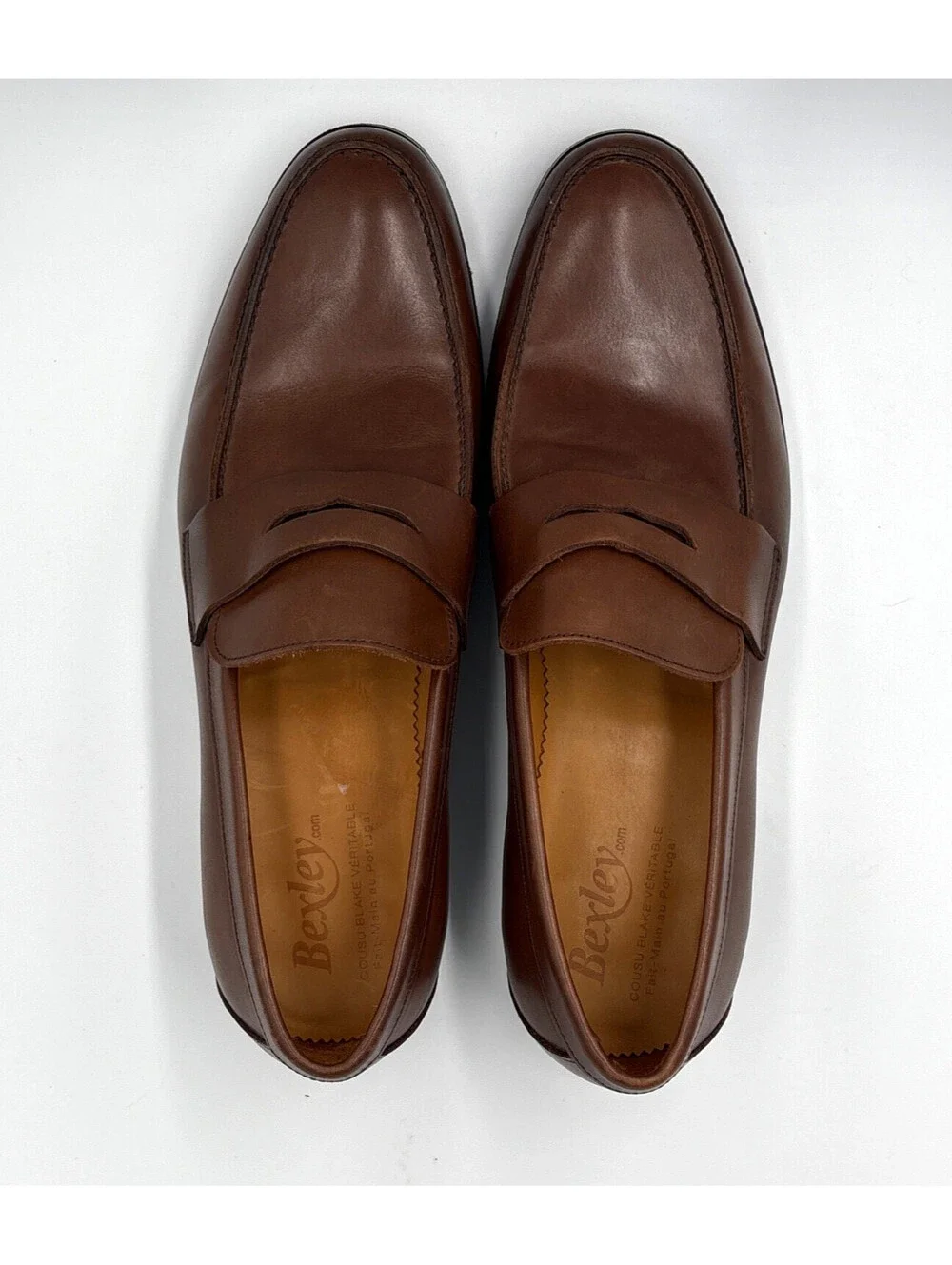 Bexley Davies Brown Leather Loafers Men's US 12 EU 45 Blake Stitch Dress Shoes